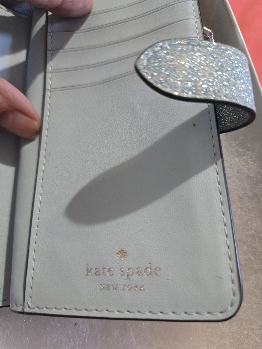 kate spade Glitter Fold Wallet in Sparkling Blue - Picture 4 of 9